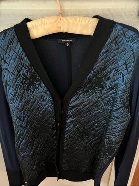 Pink Tartan Navy and Black Quilted Front Cardigan